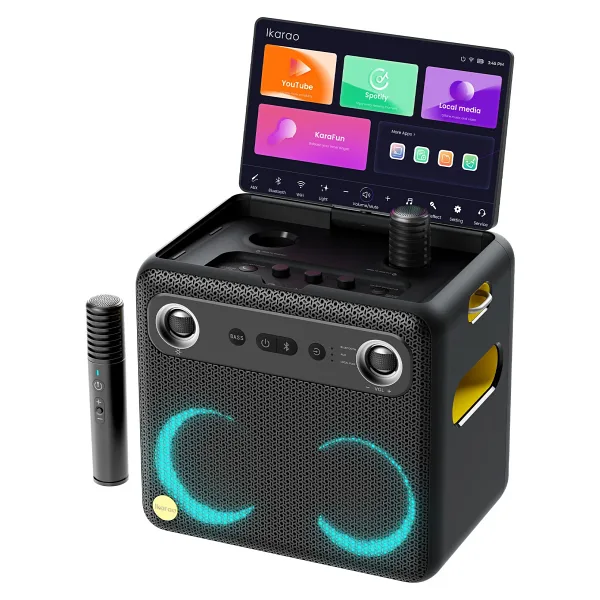 Ikarao Partybox Break X2 300w Karaoke Bluetooth Hoparlör Seti, Dahili 10.1" Tablet, 2 Adet Mikrofon