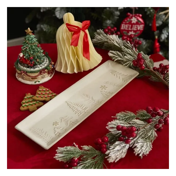 Karaca Home New Year Yılbaşı Trees Dekoratif Tabak 37,4 x 11,7 x 2,4 cm