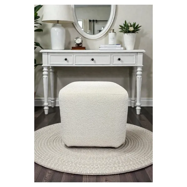 Kare Puf - Block Bukle Şönil Kumaş - Modern Dekoratif Şık Ve Konforlu Puf&Bench