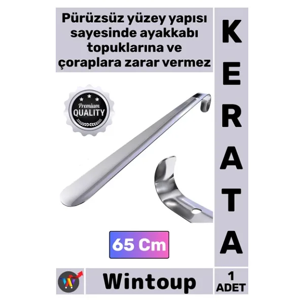#Kerata Metal Paslanmaz Sağlam Uzun Lüks Ergonomik Çelik Krom Kaplama Ayakkabı Çekeceği Kerata 65 Cm