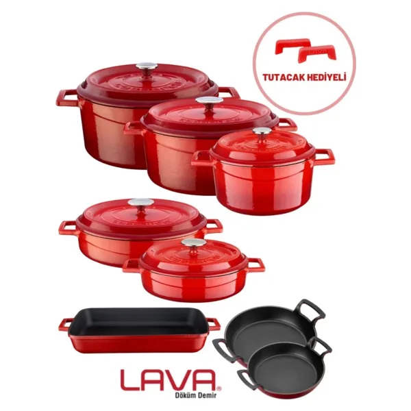 Lava Trendy 8'li Döküm Tencere ve Tava Seti