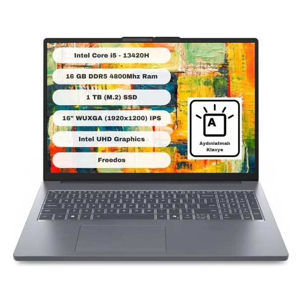 Lenovo IdeaPad Slim 3 16IRH10 83K20077TR i5-13420H 16 GB 1 TB SSD UHD Graphics 16" WUXGA Notebook
