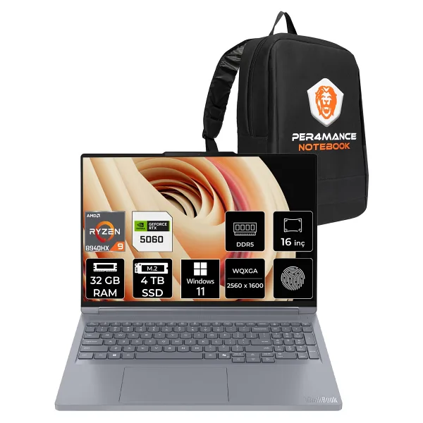 Lenovo ThinkBook 16P G6 ADR 21U00013TX Ryzen 9 8940HX 32 GB 4 TB SSD RTX5060 16" WQXGA Notebook