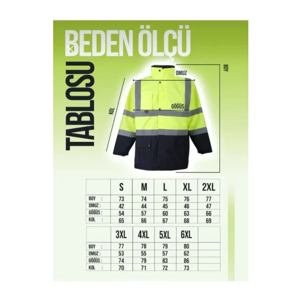 Maysafe Oxford Reflektörlü 5+1 Parka Mont Yüksek Görünürlüklü Mont İş Kabanı