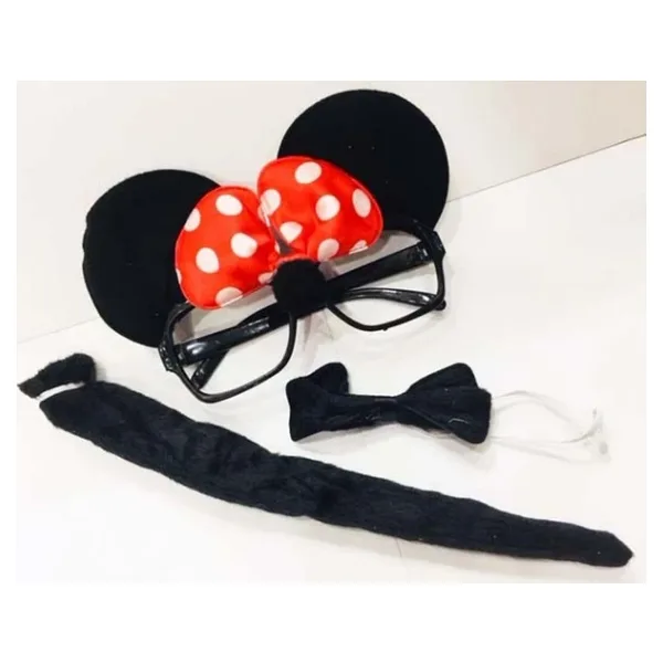 Minnie Mouse Gözlüğü Papyonu Kuyruğu Seti