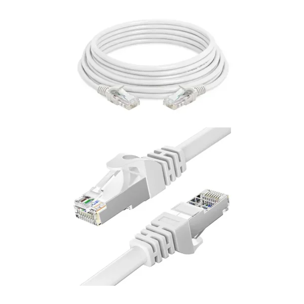 MOBEE Ethernet Kablosu Cat6 20 Metre Yüksek Hız 1000Mbps 250MHz Korumalı Beyaz LAN Uzun Network Kablosu