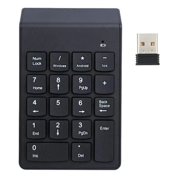 MODDESTORE Siyah USB Kablosuz Numerik Klavye Keypad, USB Alıcılı Sayısal Tuş Takımı, PC Laptop Notebook İçin Kablosuz NumPad, Ev Ofis Muhasebe Kullanımına Uygun