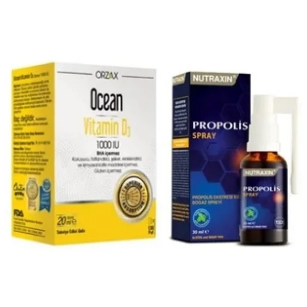 Ocean D3 Vitamini Ocean Vitamin D3 1000 Iu Sprey 20 Ml Ve Nutraxin Propolis Boğaz Spreyi 30 Ml