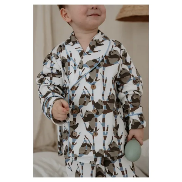 Panda Desenli Yaka Detaylı Pijama Üst