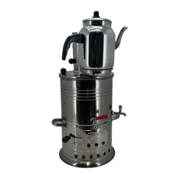 Paslanmaz 304 Çelik 5 litre Çift Hazneli Demlikli Semaver