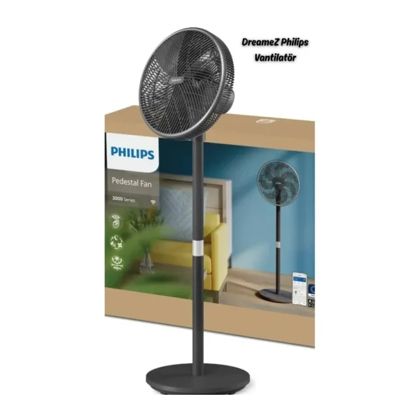 Philips Dmz Vaccumix 3000 Serisi Vantilatör,SilentWings Teknolojisi Weu/Eeu Pedestal Fan Dıg. Black