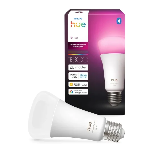 Philips Hue LED A67 lamba, beyaz ve renkli ambiyans, E27 duy, 11,8 W, tam spektrumlu ışık 1000 K-200