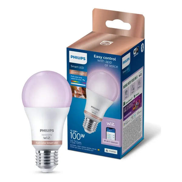 Philips Smart Lighting LED Ampul A60 E27 100W Eşdeğer RGB - Google Home, Alexa, HomeKit ve Matter uyumlu