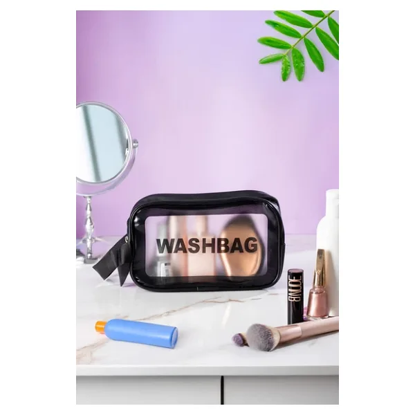 Porsima 3140 Şeffaf Seyahat Ve Makyaj Çantası Su Geçirmez Organizer Washbag 21x13cm Çok Renkli