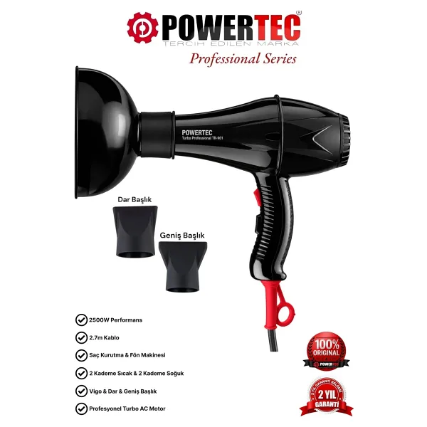 Powertec TR-901 Turbo Profesyonel + Vigo 2000 W Fön Makinesi