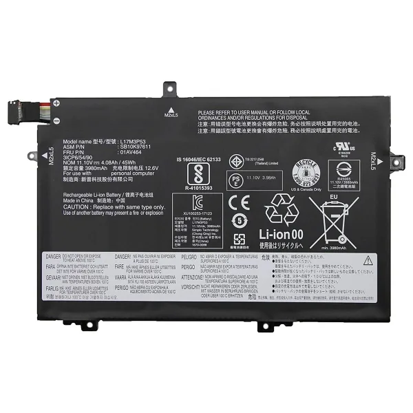 RETRO Lenovo ThinkPad L480, L580, 01AV464, L17M3P53 Notebook Bataryası