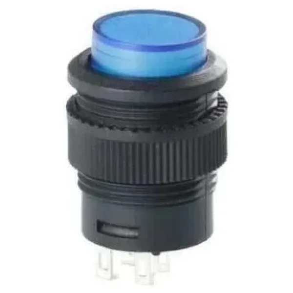 RL16-503A 16MM Plastik 4 Pin Anahtarlı Buton Mavi