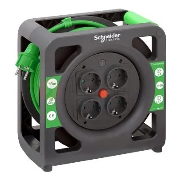 Schneider Electric Thorsman IMT33137 Topraklı 15 m 4'lü Makaralı Uzatma Kablosu