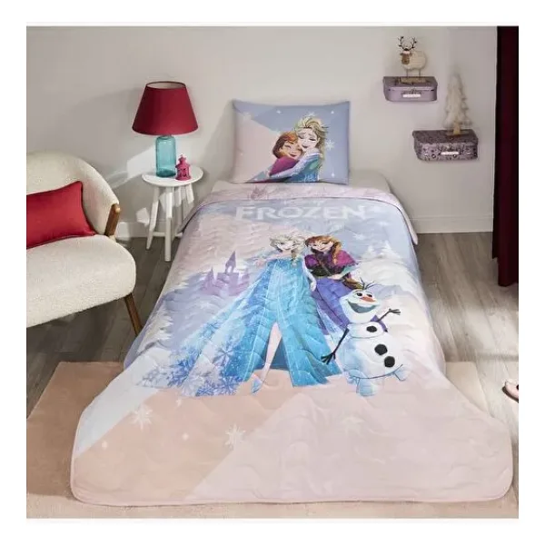 Taç Lisanslı Disney Frozen Winter Tek Kişilik Yatak Örtüsü Takımı