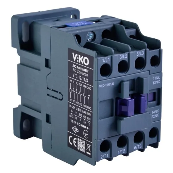 Viko VTC-12/11/S Kontaktör 12A 1no+1nc 230V Bobinli