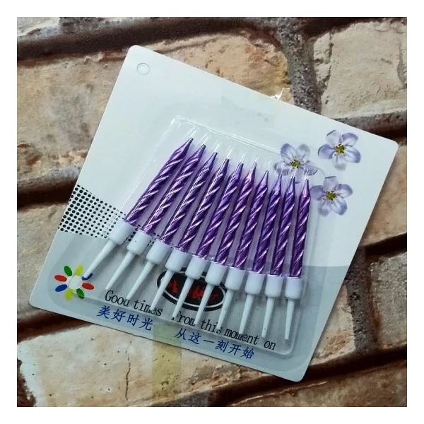 Vıp Kalite Burgulu Lila Pasta Mumu Lila Doğum Günü Mumu 10 Adet Lila Mum Decor Purple Bırthday Candle