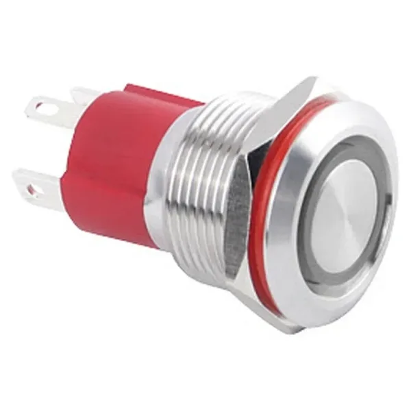 WD19D-P1Z-E 19mm Düz Anahtarlı Işıklı Metal Buton - Beyaz