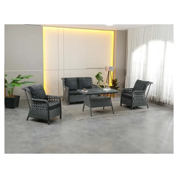 Zigonzi Vilza, 2+1+1 Rattan Bahçe Mobilyası, Antrasit