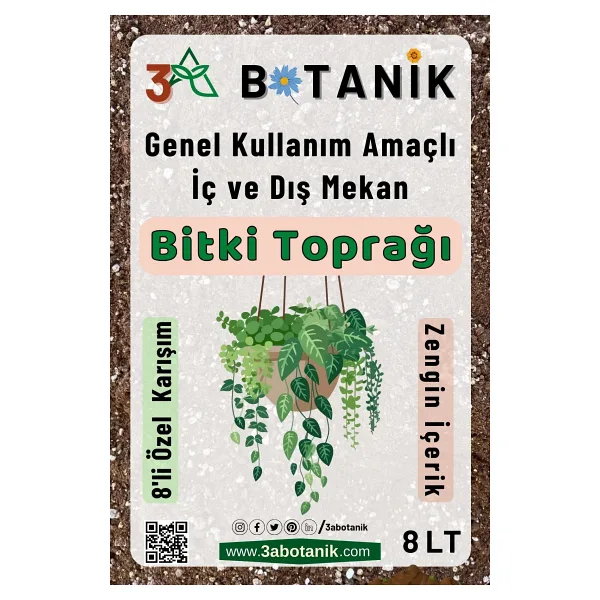 3A Botanik 8 Karışımlı Özel Bitki Toprağı, Genel Kullanım Amaçlı, Iç ve Dış Mekan Bitki Toprağı, 8 Litre