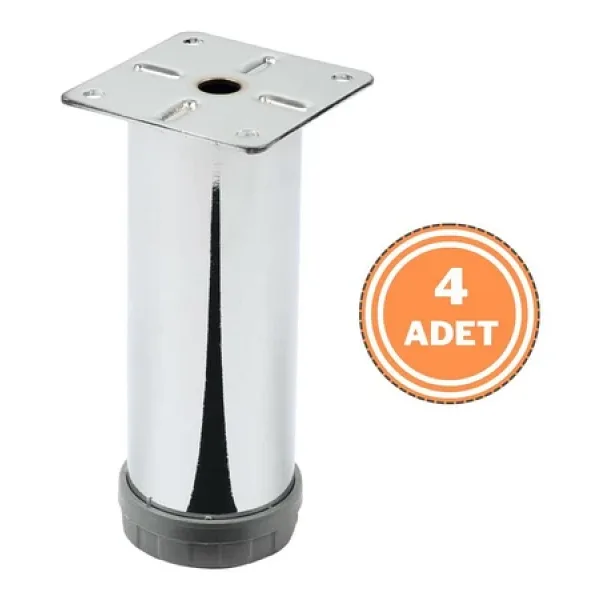 4 Adet Mobilya Ayağı Metal 12 cm Alttan Ayarlı 42 mm Krom Ayak