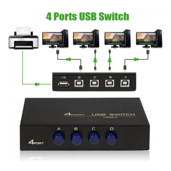 4 Port Çoklu Bağlantı Yazıcı Printer Usb Çoklayıcı Switch Hub