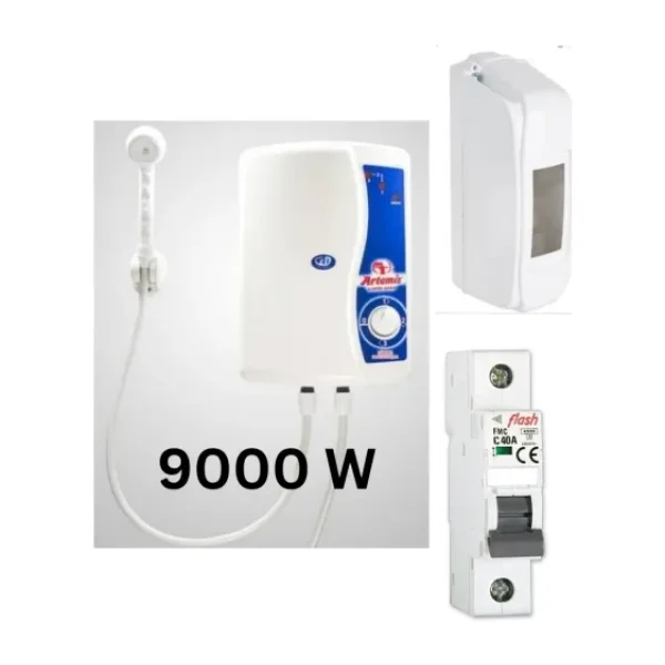 Artemis 9000 Watt Elektrikli Şofben Yüksek Isı Sıgorta ve Kutusu Dahil Paket