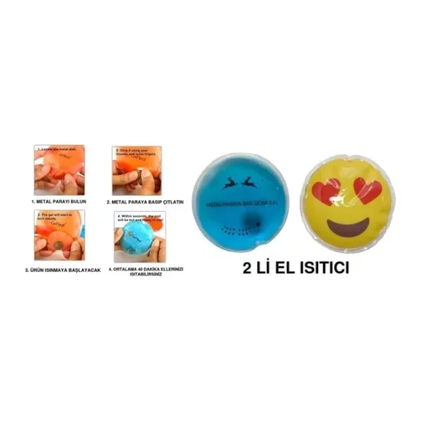 Bosphorus Homi KALP EMOJİ MAVİ CEYLAN CEP SOBASI,EL ISITICI,2 ADET SICAK SU TORBASI PVC 9cm