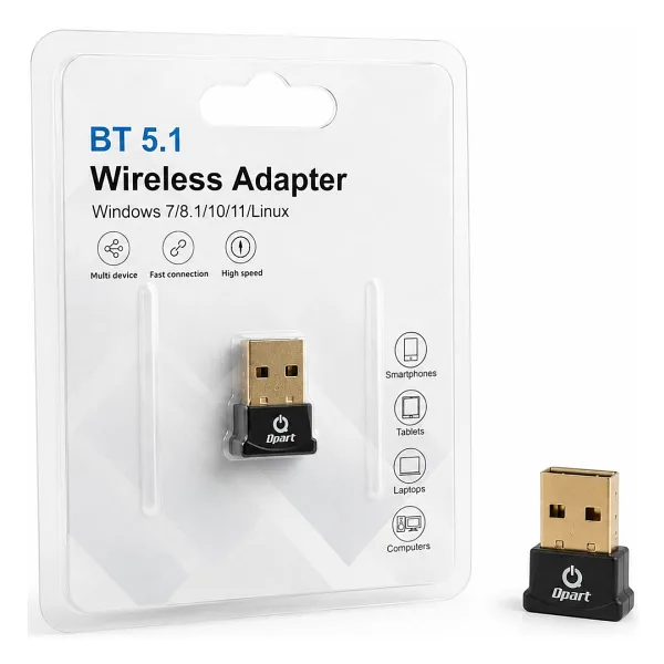 BT 5.1 USB Bluetooth Adaptör | Windows 11 Uyumlu Mini Kablosuz Bluetooth Dongle