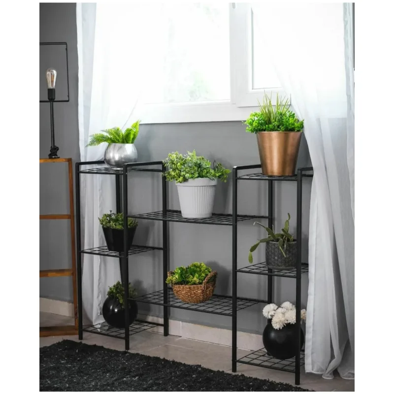 Bye Concept More Dekoratif Metal Ayaklı 8 Tel Raflı Saksı Standı Katlı Saksılık Çiçeklik Garden