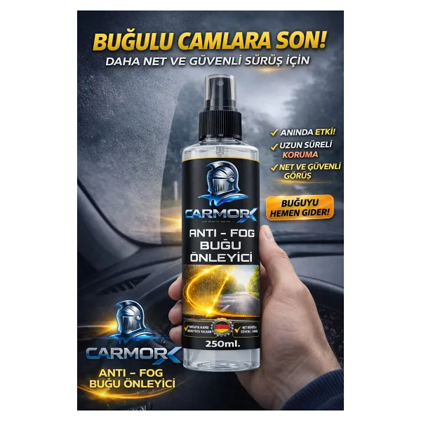 CARMORX Buğu Önleyici Sprey Cam & Ayna İçin Uzun Süre Etkili Anti-Fog