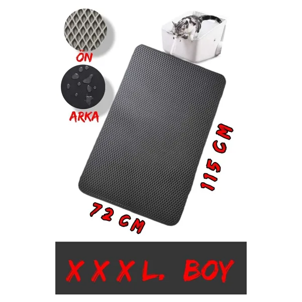 CATEVA Elekli Kedi Kumu Paspası Büyük Boy 115x72 Cm Çift Taraflı Su Geçirmez Malzeme