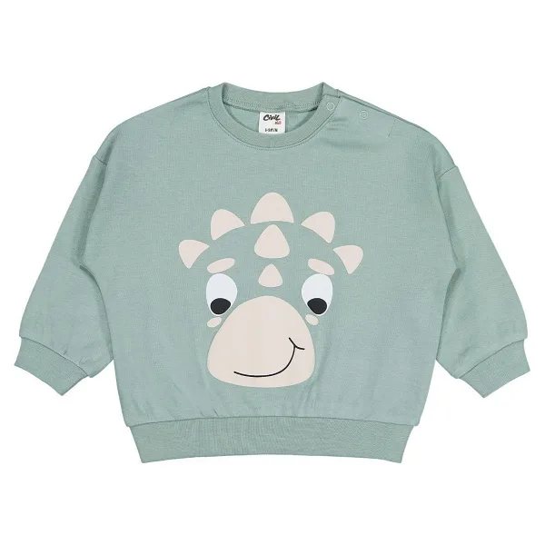 Civil Baby Dinozor Baskılı 6-18 Ay Sweatshirt - Yeşil 6-9 Ay