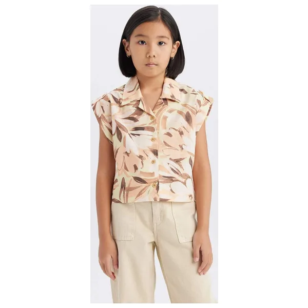 DeFacto %100 Pamuk Crop Desenli Kısa Kollu Gömlek Kız Çocuk D9144A825SM