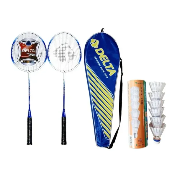 Delta 2 Adet Tek Parça Deluxe Badminton Raketi + Çantası + 6 Adet Yüksek Hız Badminton Topu Seti