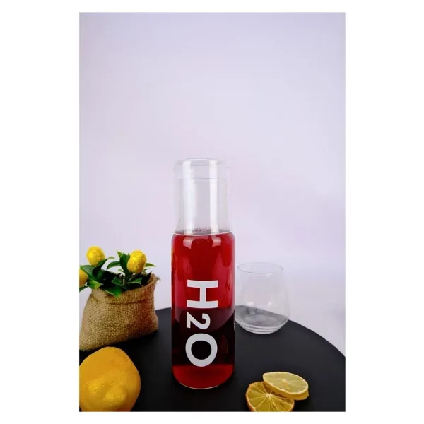 Digithome H2o Cam Kapaklı Başucu Su Ve Meşrubat Sürahisi Karaf Şişe 600 Ml Beyaz - H2o75760 C1-1-18 Renksiz
