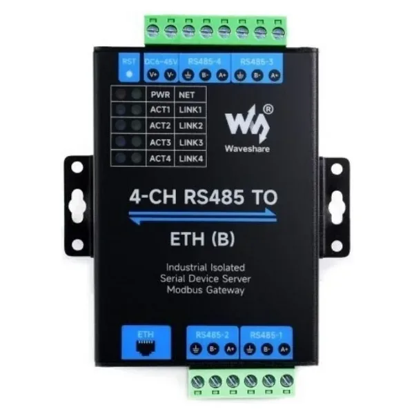 Endüstriyel 4 Kanal RS485 - RJ45 Ethernet Modülü