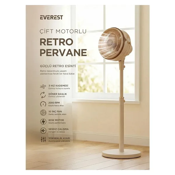 Everest Olympos FAN13 Retro Ayaklı Vantilatör