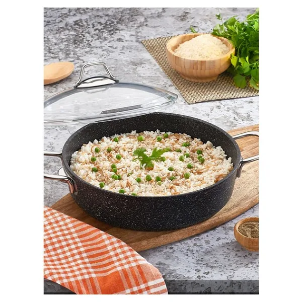 Falez Black Line 26 cm Granit Basık Tencere - Siyah