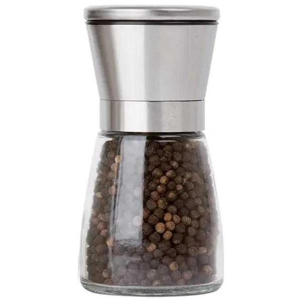 FETHİYE TOPTAN Cam Gövdeli Paslanmaz Çelik Kapaklı Baharat Öğütücü Tuzluk Karabiberlik Öğütücü (13cm), FT4344