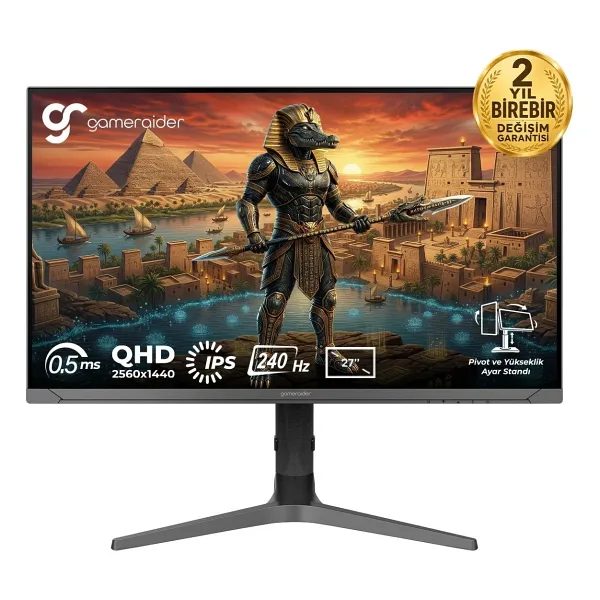 GameRaider SOBEK GR27Q24I 27" 0.5 ms 2K Pivot IPS 240 Hz Oyuncu Monitörü