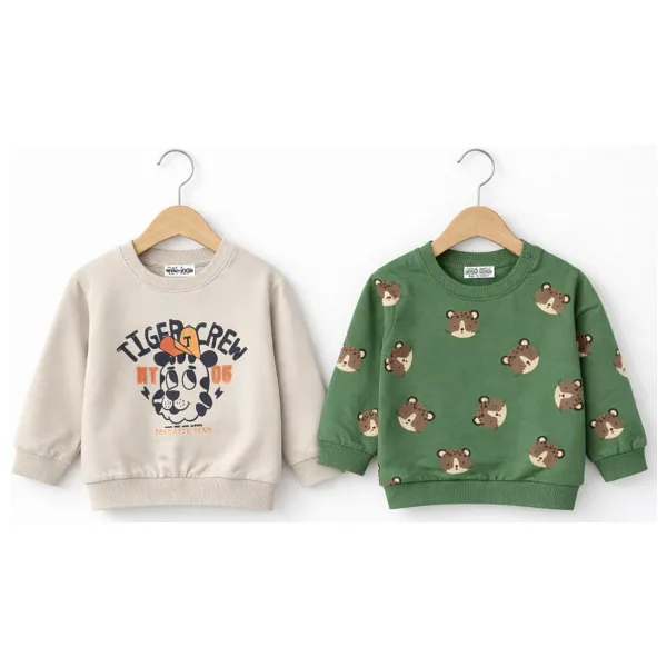 Hello Baby Erkek Bebek Pamuklu Sweatshirt - Desenli Model