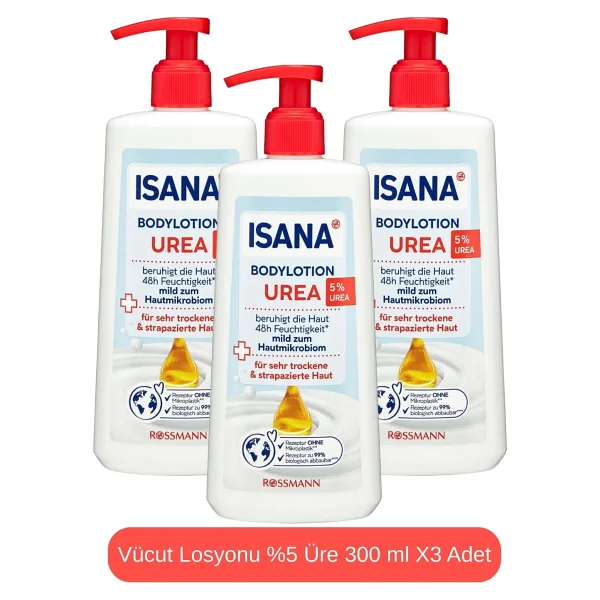 ISANA 600 ml Vücut Losyonu %5 Üre ile Nemlendirici Etki Sağlayan Unisex Ürün