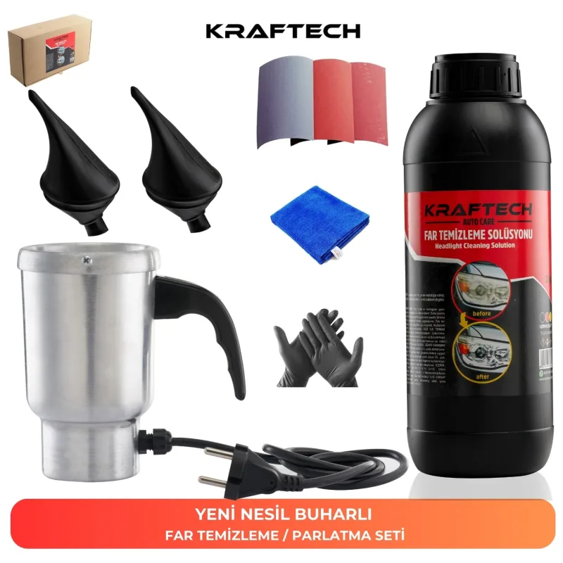 kraftech Buharlı Far Temizleme Far Parlatma Seti