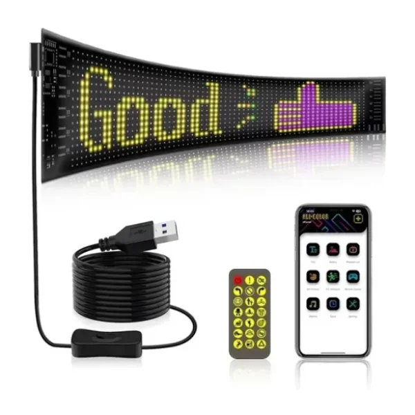 Led Ekran Matrix Panel Cama Yapışan En Büyük Boy 16X96 Telefon App Kontrol Digital Araba Yazısı
