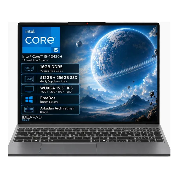Lenovo IP3 83K100Q0TR-04 i5-13420H 16GB DDR5 512GB+256GB SSD WUXGA 15.3" IPS FreeDos - 512 GB - 16 GB